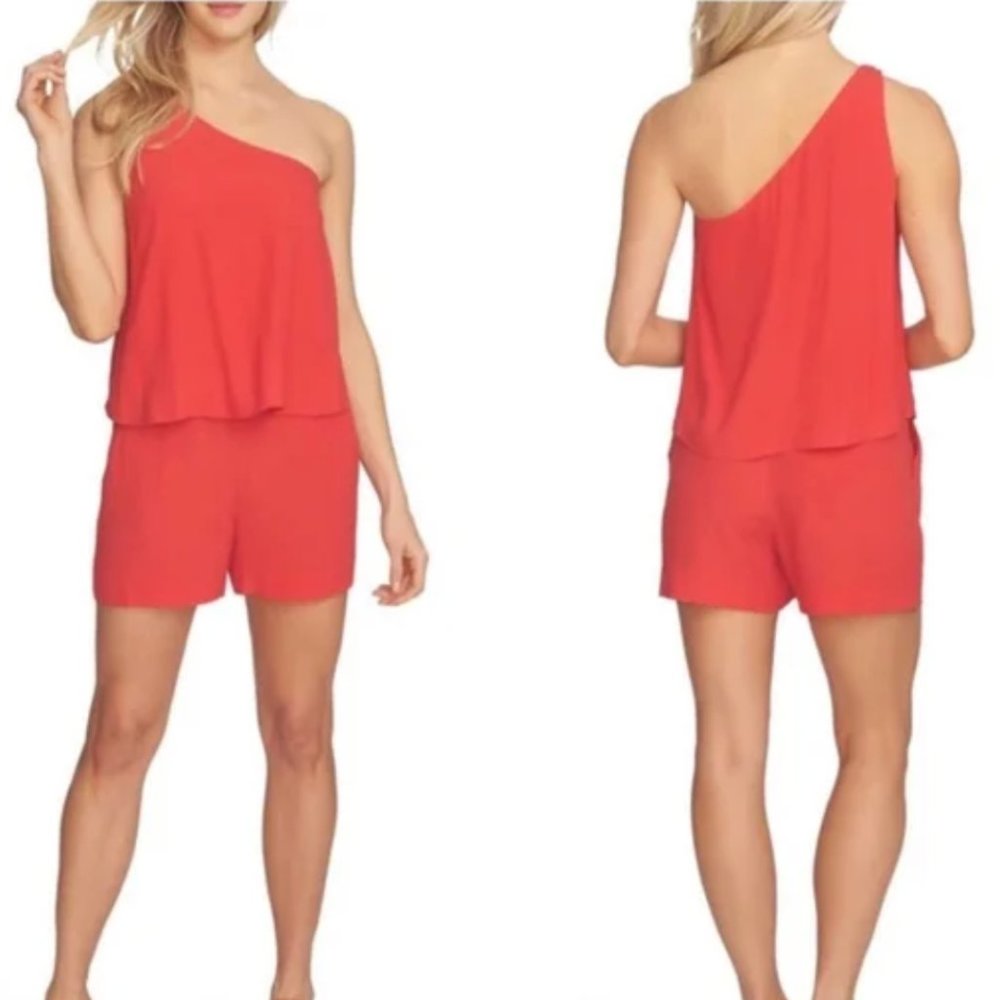 [NEW] 1. State | One Shoulder Popover Romper | Color: Coral | Size: 4